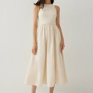 NWOT Love Bonito Quintessa Jersey FIt & Flare Midaxi Dress in Cream